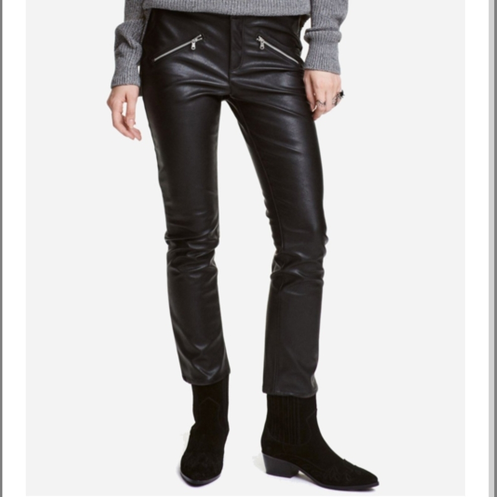 H\&M Divided Faux Leather Pants Black Size 8 Skinny Zipper